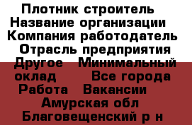 Плотник-строитель › Название организации ­ Компания-работодатель › Отрасль предприятия ­ Другое › Минимальный оклад ­ 1 - Все города Работа » Вакансии   . Амурская обл.,Благовещенский р-н